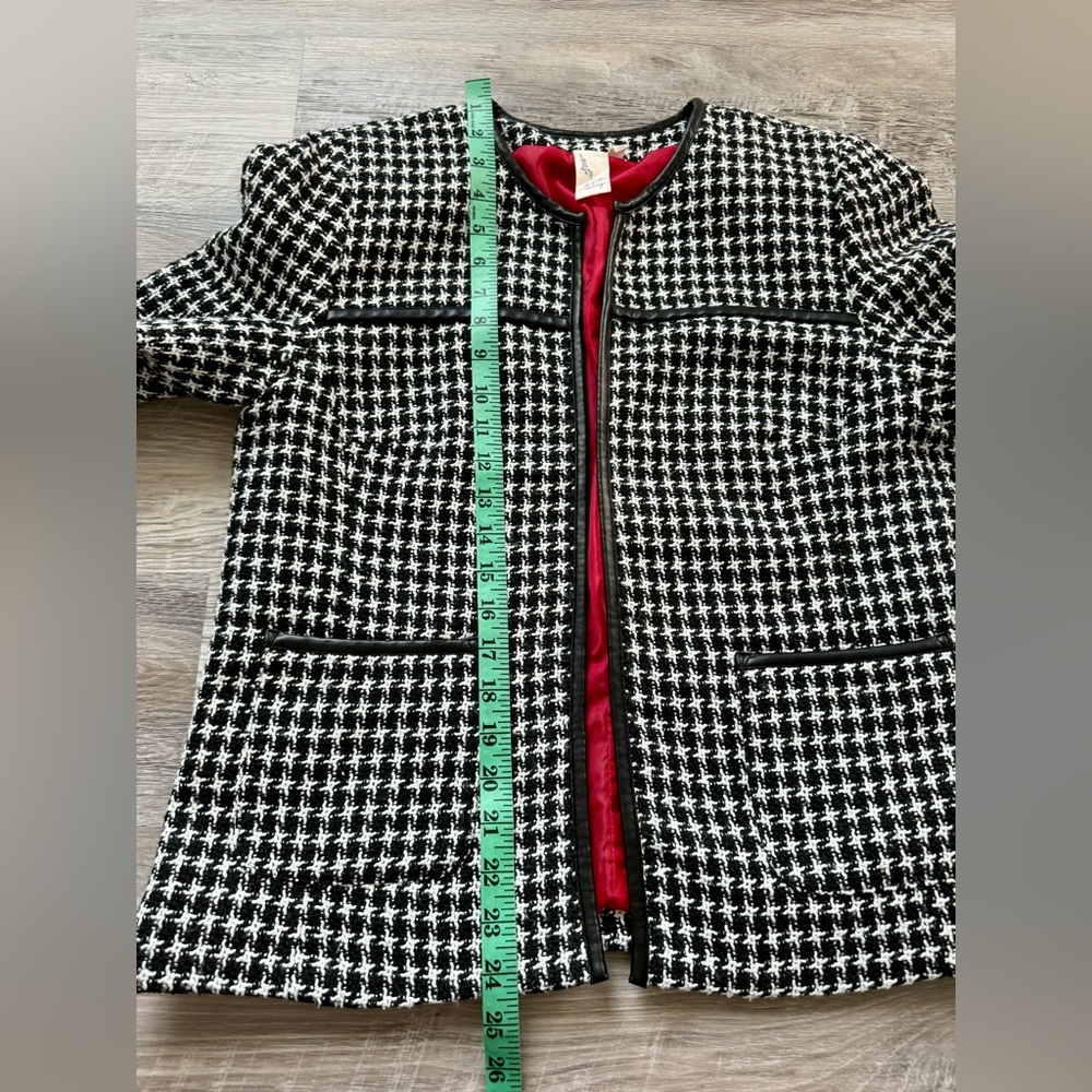 Lavender & Honey Anthropologie Black White Boucle Tweed Open Blazer Sz-M. - Picture 16 of 16